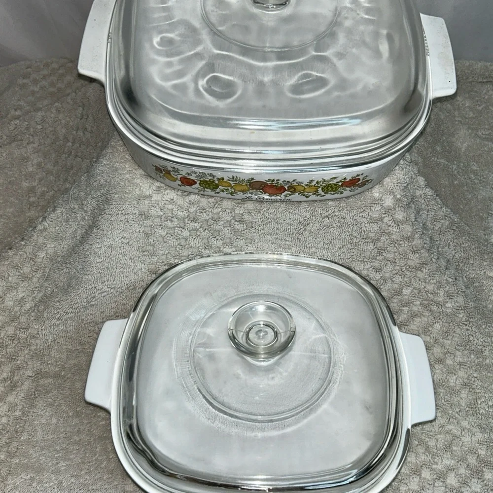 Corningware White Dish with Fruit and Floral‎ Pattern